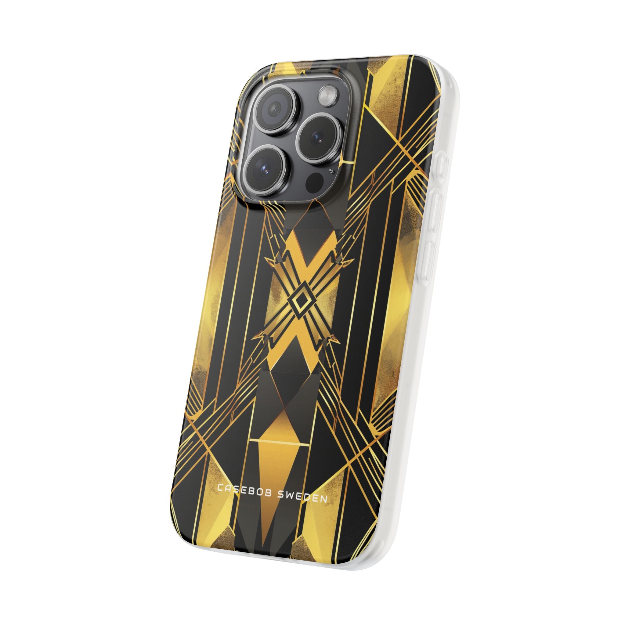 Golden Geometric Elegance iPhone 15 - Flexi Phone Case