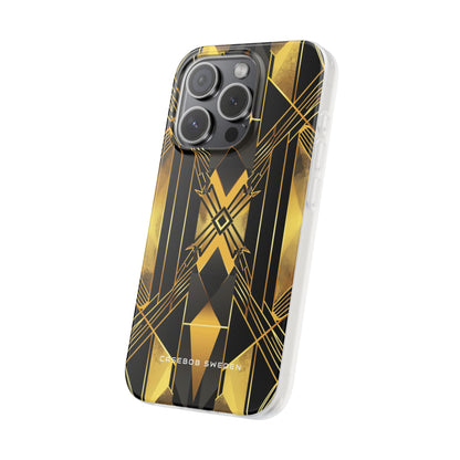 Golden Geometric Elegance iPhone 15 - Flexi Phone Case