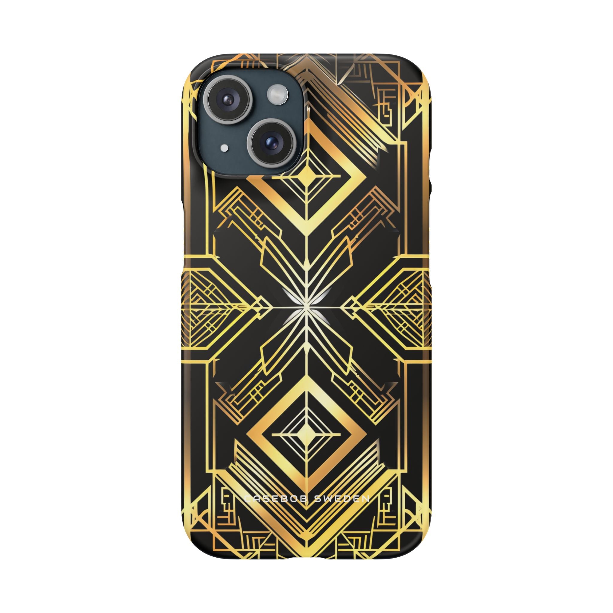 Golden Geometric Opulence iPhone 15 - Slim Phone Case