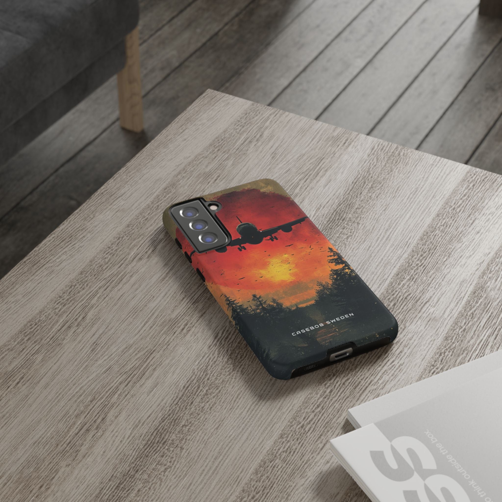 Vintage Sunset Airplane Silhouette  Samsung S21 - Tough Phone Case