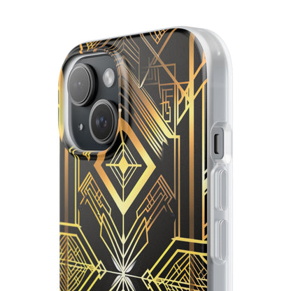 Golden Geometric Opulence iPhone 15 - Flexi Phone Case