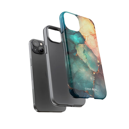 Teal Mosaic Veins iPhone 14 Plus Case - Tough