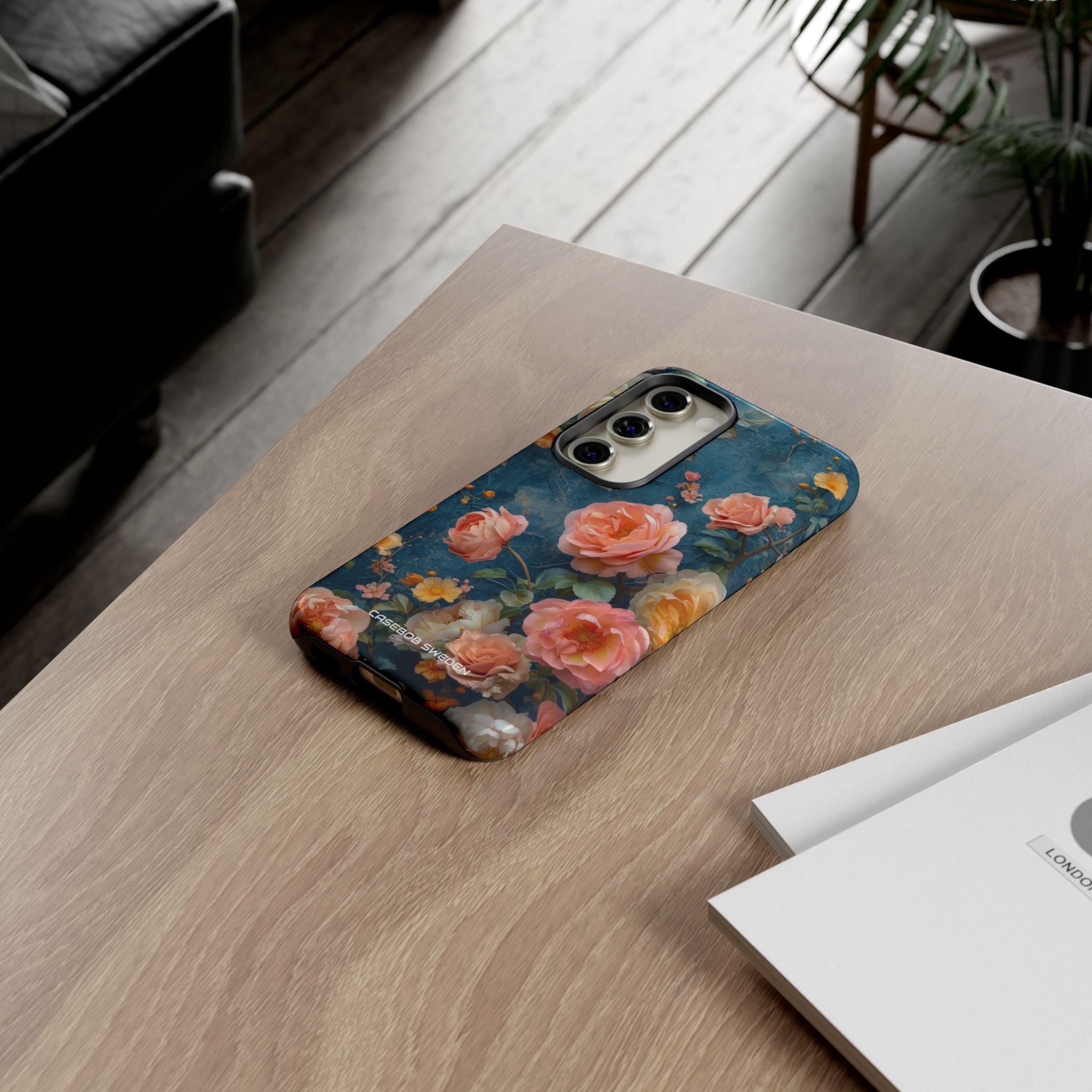 Blue Floral Elegance - Tough Samsung S23 Phone Case