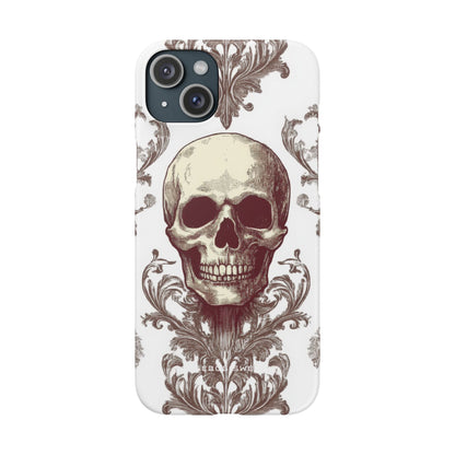 Gothic Skulls and Ornate Foliage iPhone 15 - Slim Phone Case