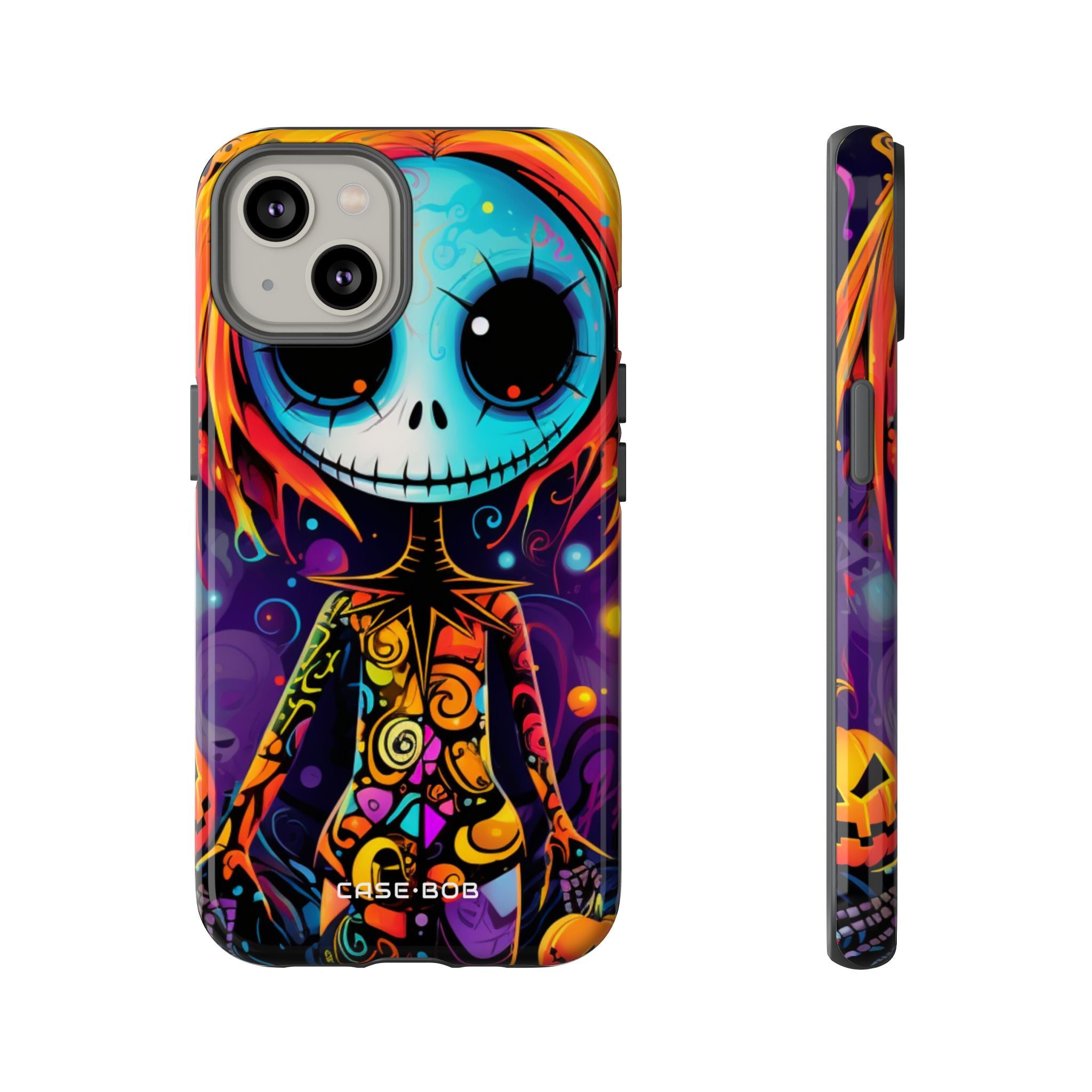 Blue Skull Swirl iPhone 14 Case - Tough