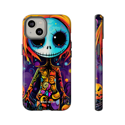 Blue Skull Swirl iPhone 14 Case - Tough