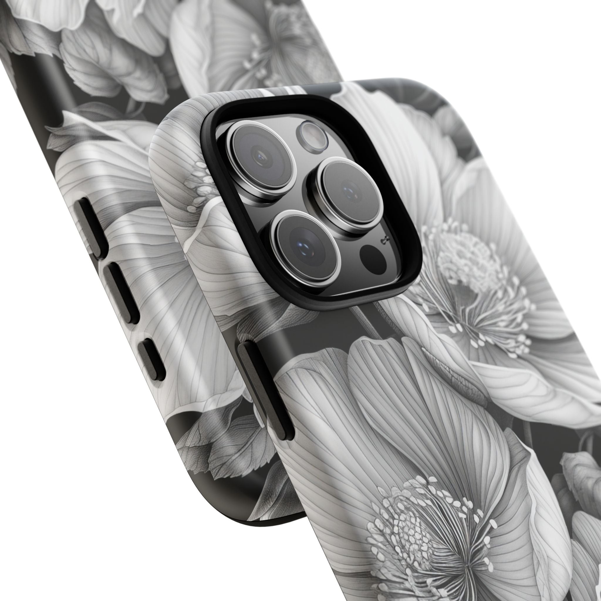 Elegant Monochrome Floral Art - for iPhone 16