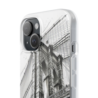 Suspension Bridge Line Art Illustration iPhone 15 - Flexi Phone Case