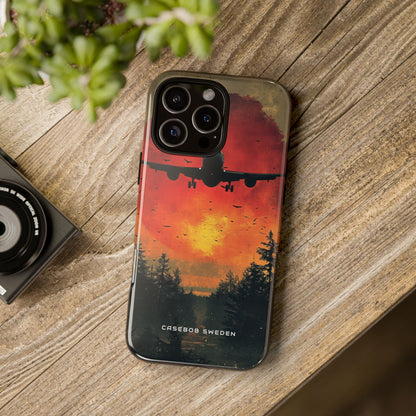 Vintage Sunset Airplane Silhouette iPhone 16 - Tough Phone Case