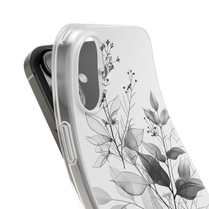 Veined Leaves Gray iPhone 16 Plus Case - Soft