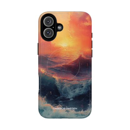 Ocean Sunset Waves - Tough + MagSafe® iPhone 16 Phone Case