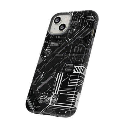 Futuristic Circuit Grid iPhone 14 - Tough