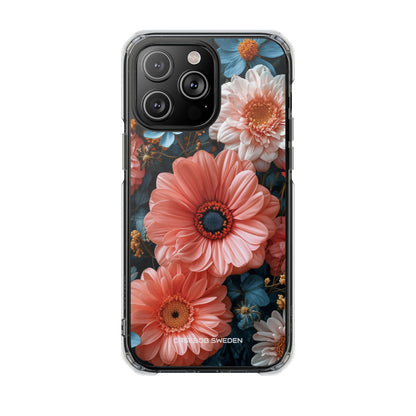 Coral Teal Blooms - Clear Impact iPhone 14 Phone Case