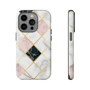 Pink Marble Geometric iPhone Case (Protective) iPhone 14 Pro Glossy Phone Case