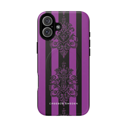 Gothic Elegance with Vertical Stripes and Ornamental Motifs iPhone 16 | Tough+ Phone Case