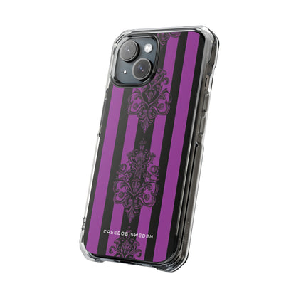 Gothic Elegance with Vertical Stripes and Ornamental Motifs iPhone 15 - Clear Impact Phone Case