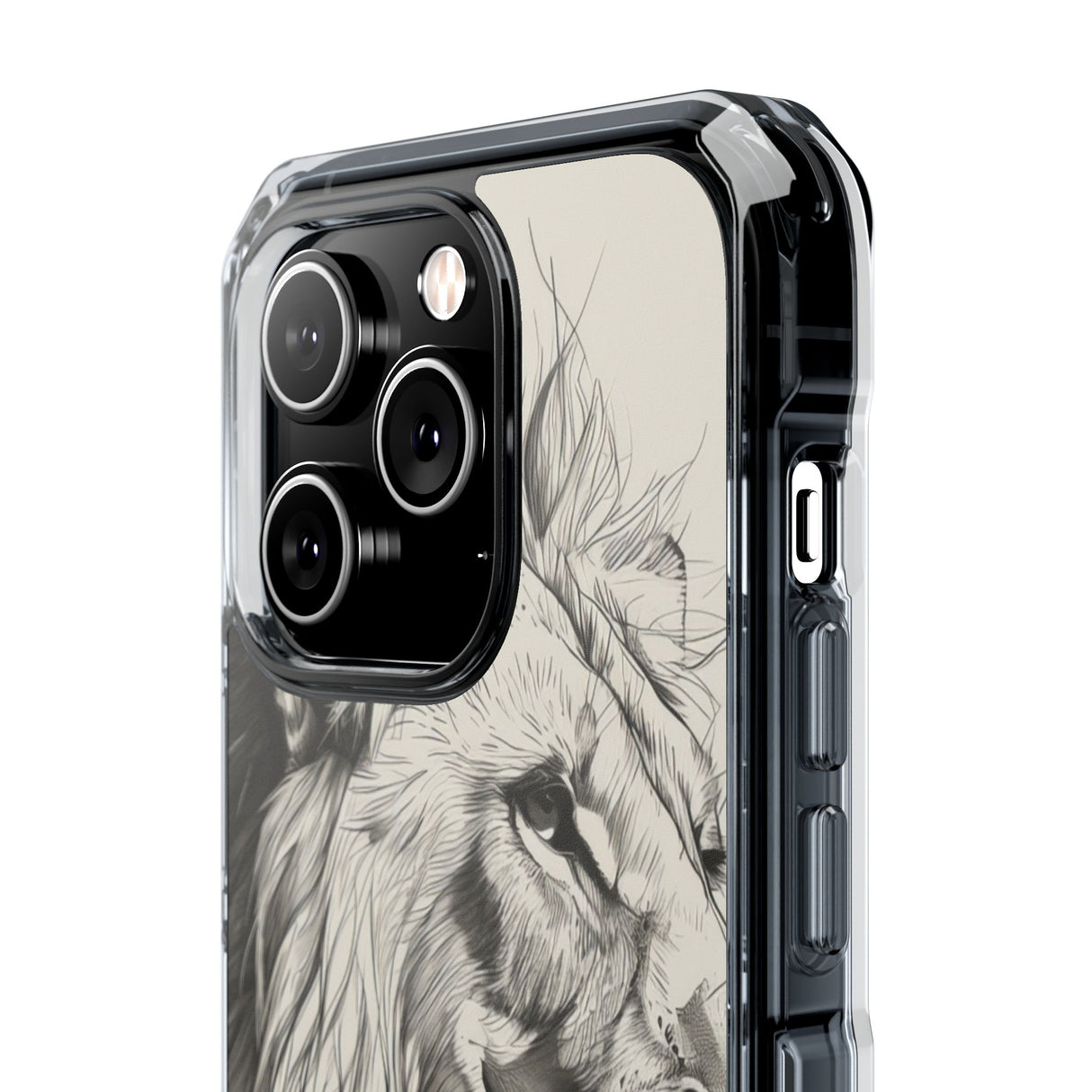 Majestic Linework Lion - Phone Case for iPhone (Clear Impact - Magnetic)