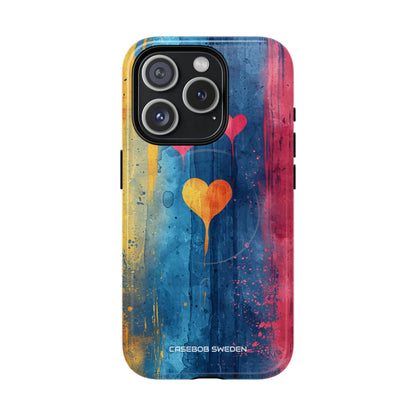 Hearts Watercolor Art - Tough + MagSafe® iPhone 15 Phone Case