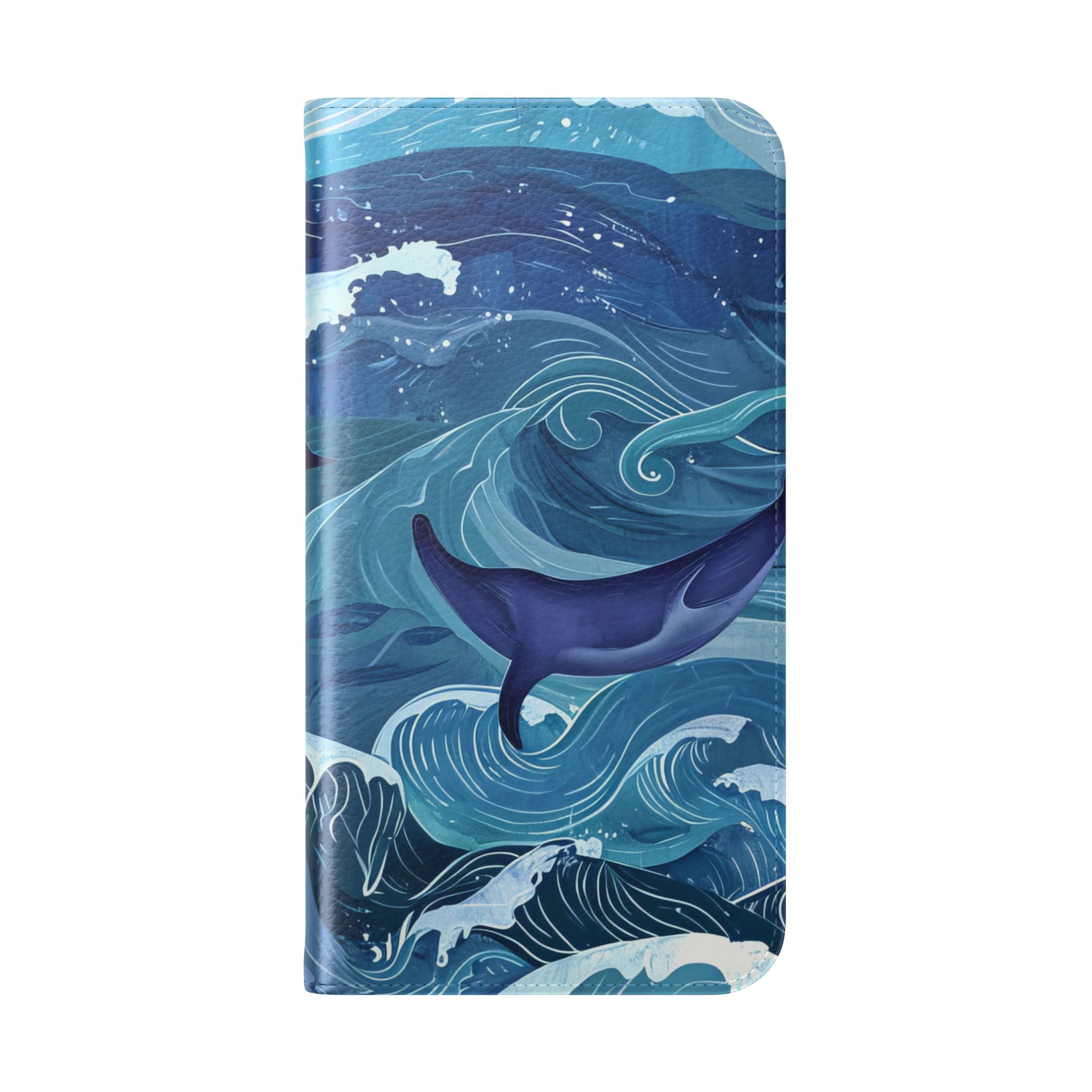 Dolphin Wave Dance - iPhone 15 Pro Max Case - Wallet