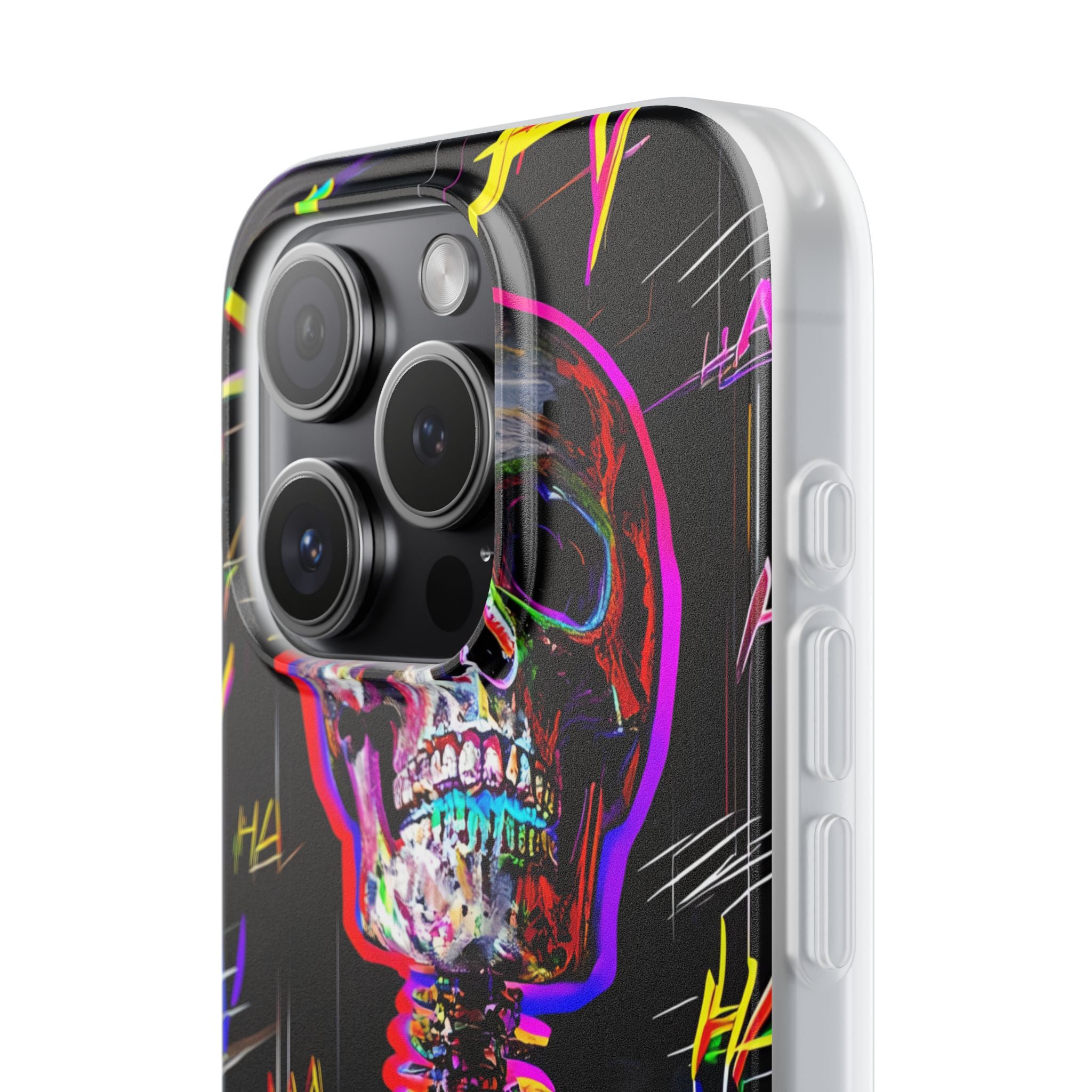 Neon Skeleton Laugh iPhone 15 Pro Case - Soft