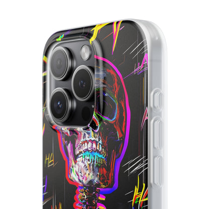 Neon Skeleton Laugh iPhone 15 Pro Case - Soft