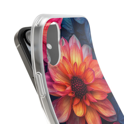 Floral Harmony Orange Blue - Flexi iPhone 16 Phone Case