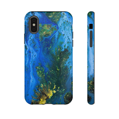 Blue Globe Ink Art iPhone Case (Protective) iPhone XS Glossy Phone Case