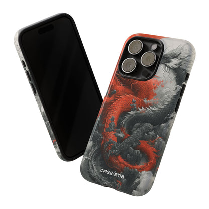 Twin Dragons Crimson iPhone 15 Pro Case - Tough