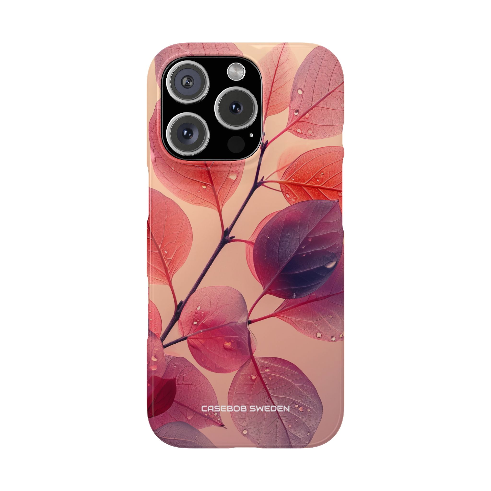 Pink Serenity Leaf Design - Slim iPhone 16 Phone Case