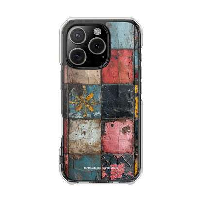 Rustic Red-Yellow Vintage Tiles - Clear Impact iPhone 16 Phone Case