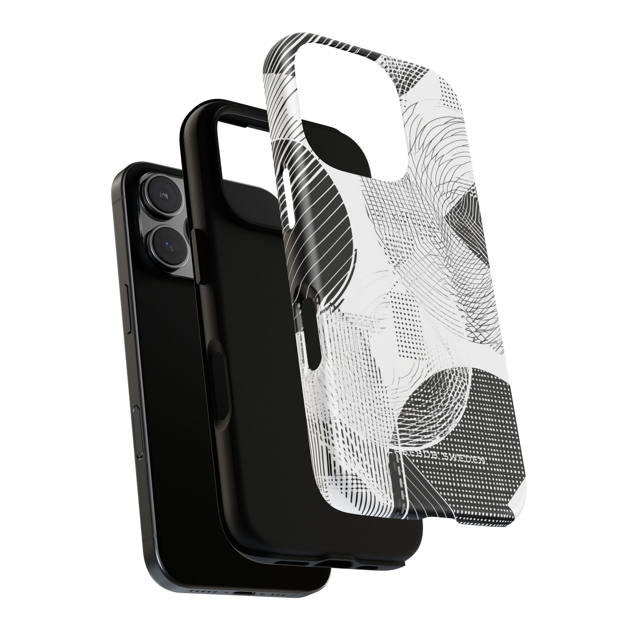 Geometric Monochrome Flow iPhone 16 - Tough Phone Case