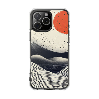 Red Sun Over Flowing Horizons iPhone 16 - Clear Impact Phone Case