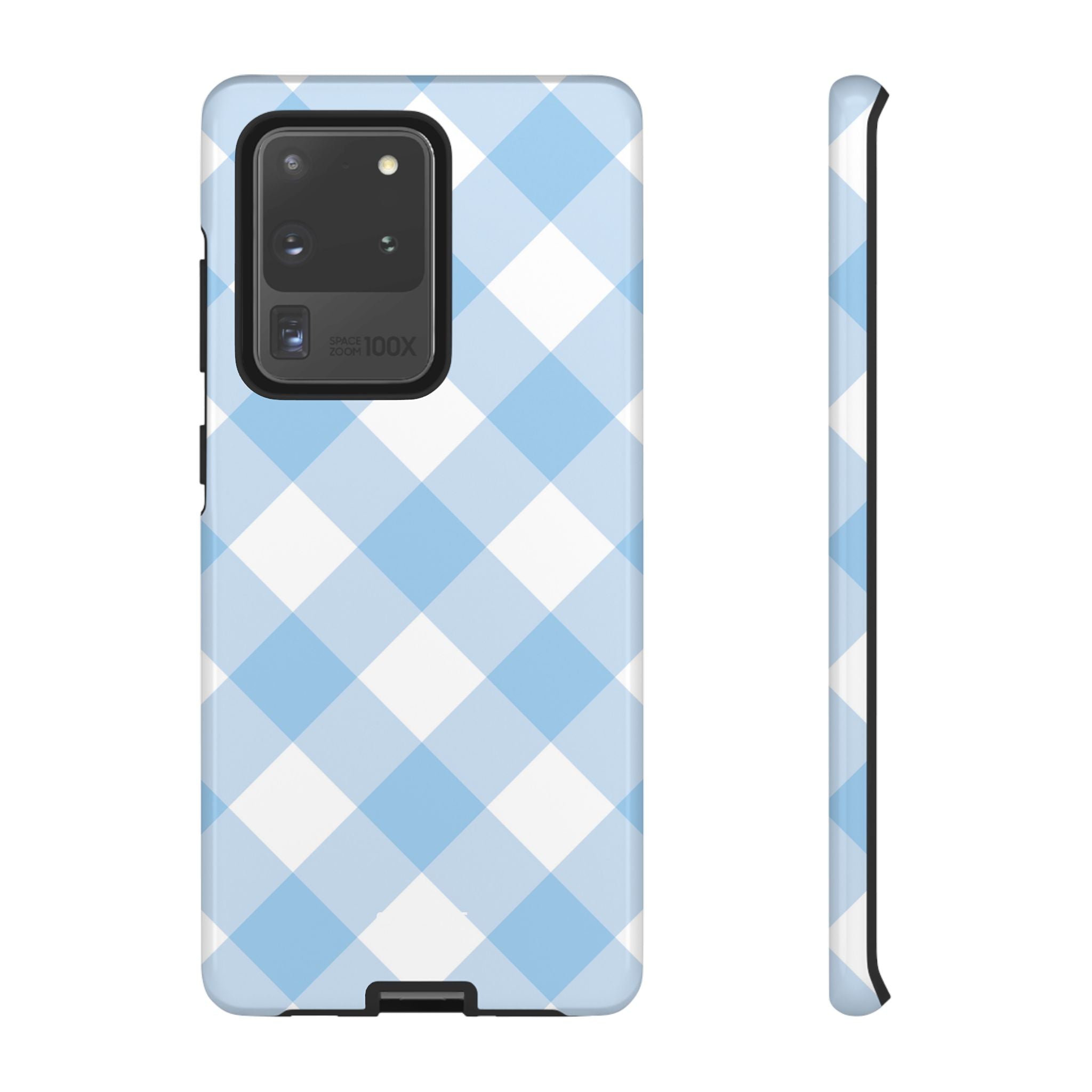 Soft Blue Gingham Elegance - Samsung Case