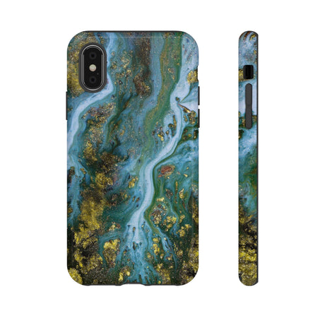 Ocean Blue Ink Art iPhone Case (Protective) iPhone X Glossy Phone Case