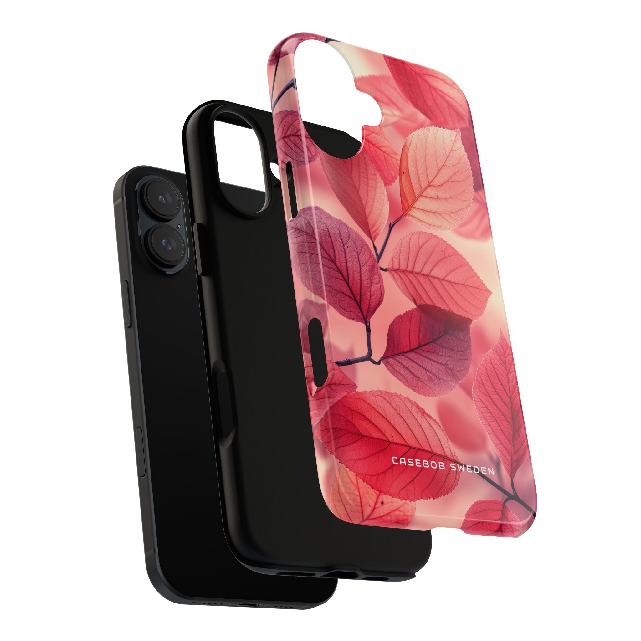 Elegant Pink Leaves iPhone 16 - Tough Phone Case