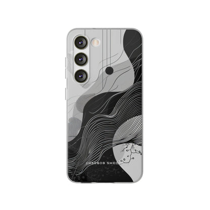 Fluid Rhythms: Monochrome Line Flow Samsung S23 - Flexi Phone Case