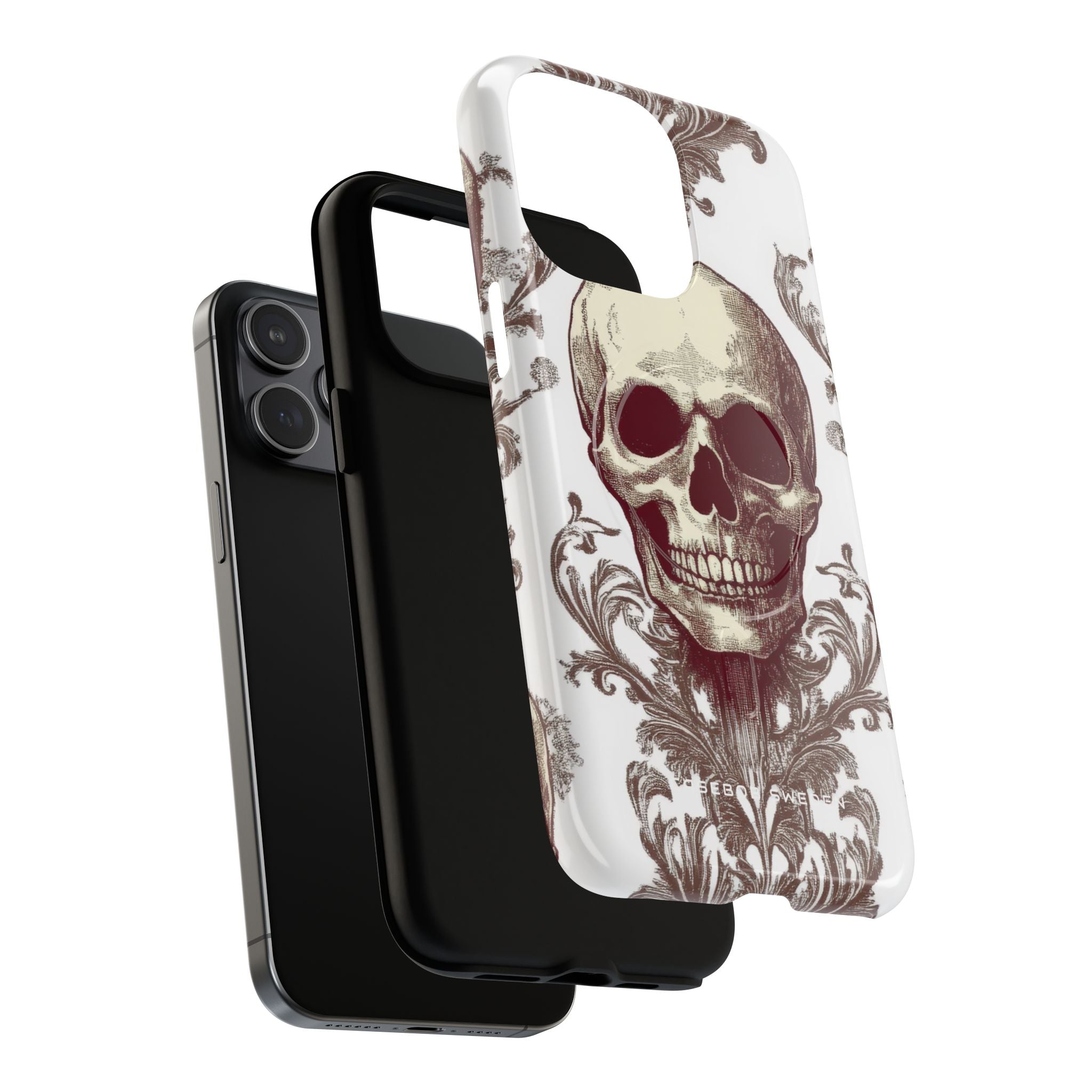 Gothic Skulls and Ornate Foliage iPhone 15 | Tough+ Phone Case