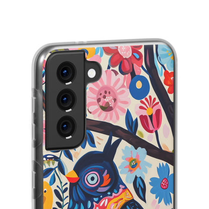 Whimsical Vintage Owl with Floral Charm Samsung S21 - Flexi Phone Case