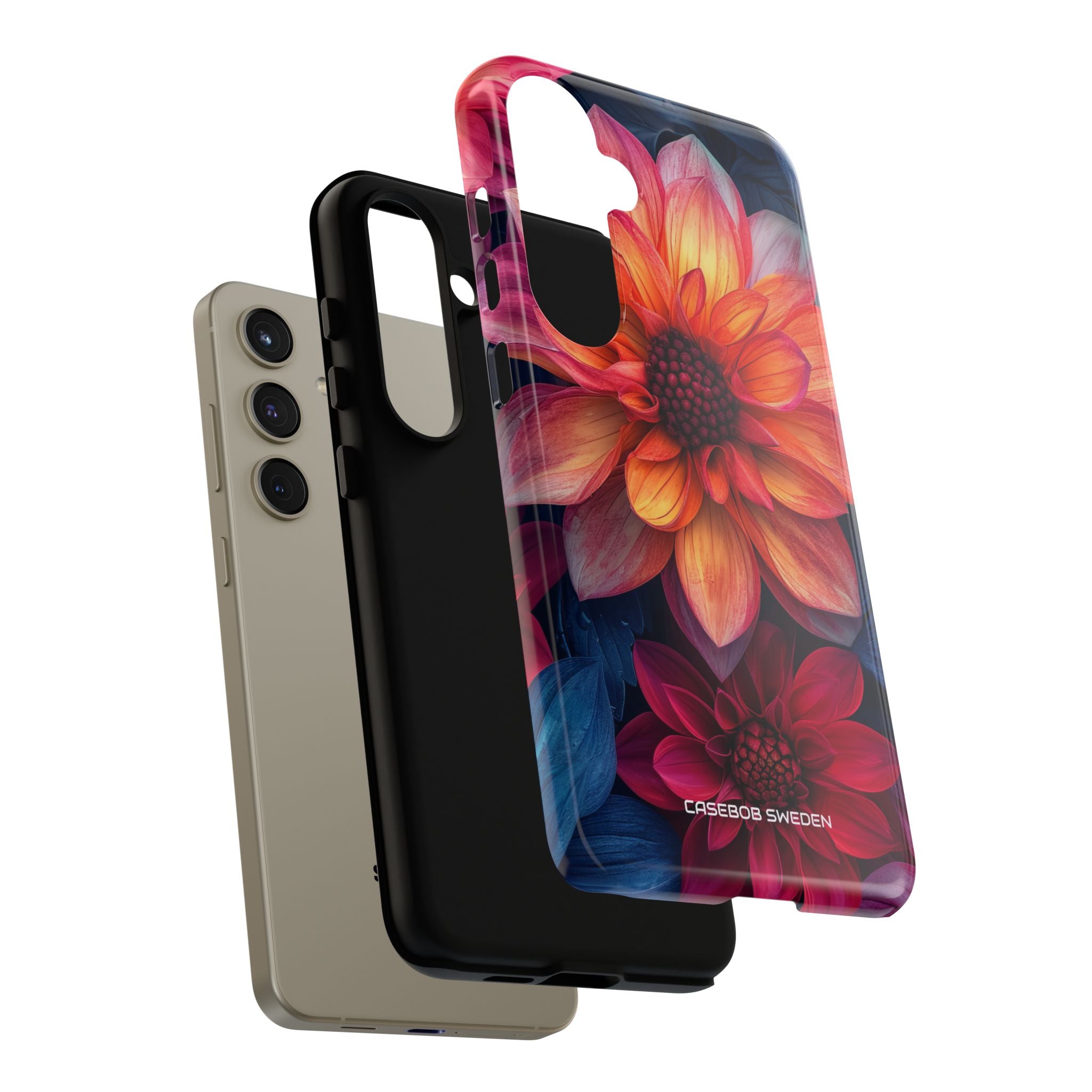 Floral Harmony Orange Blue - Tough Samsung S24 Phone Case