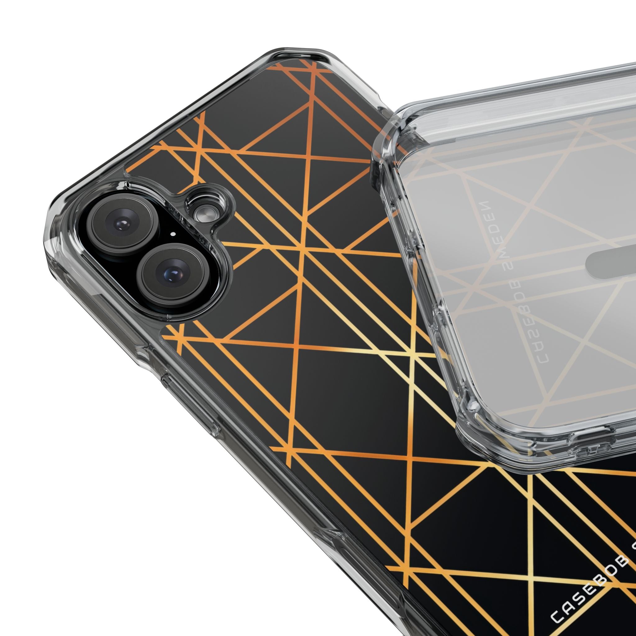 Golden Geometric Elegance iPhone 16 - Clear Impact Phone Case