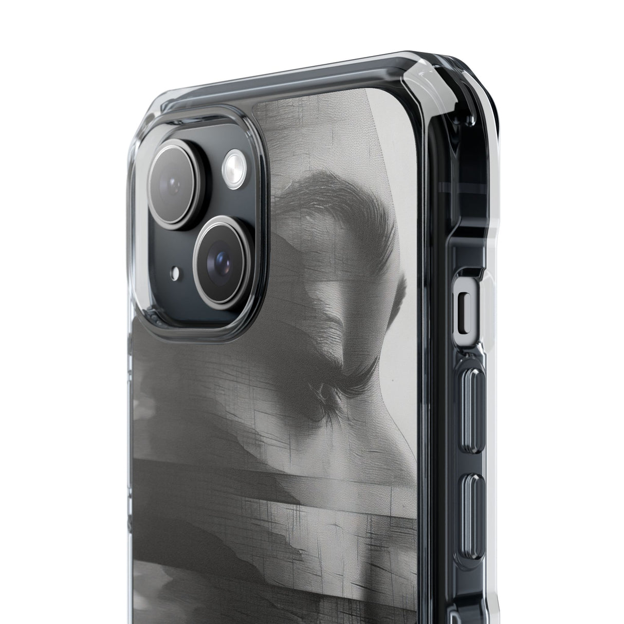 Abstract Glitch Portrait - Phone Case for iPhone (Clear Impact - Magnetic)