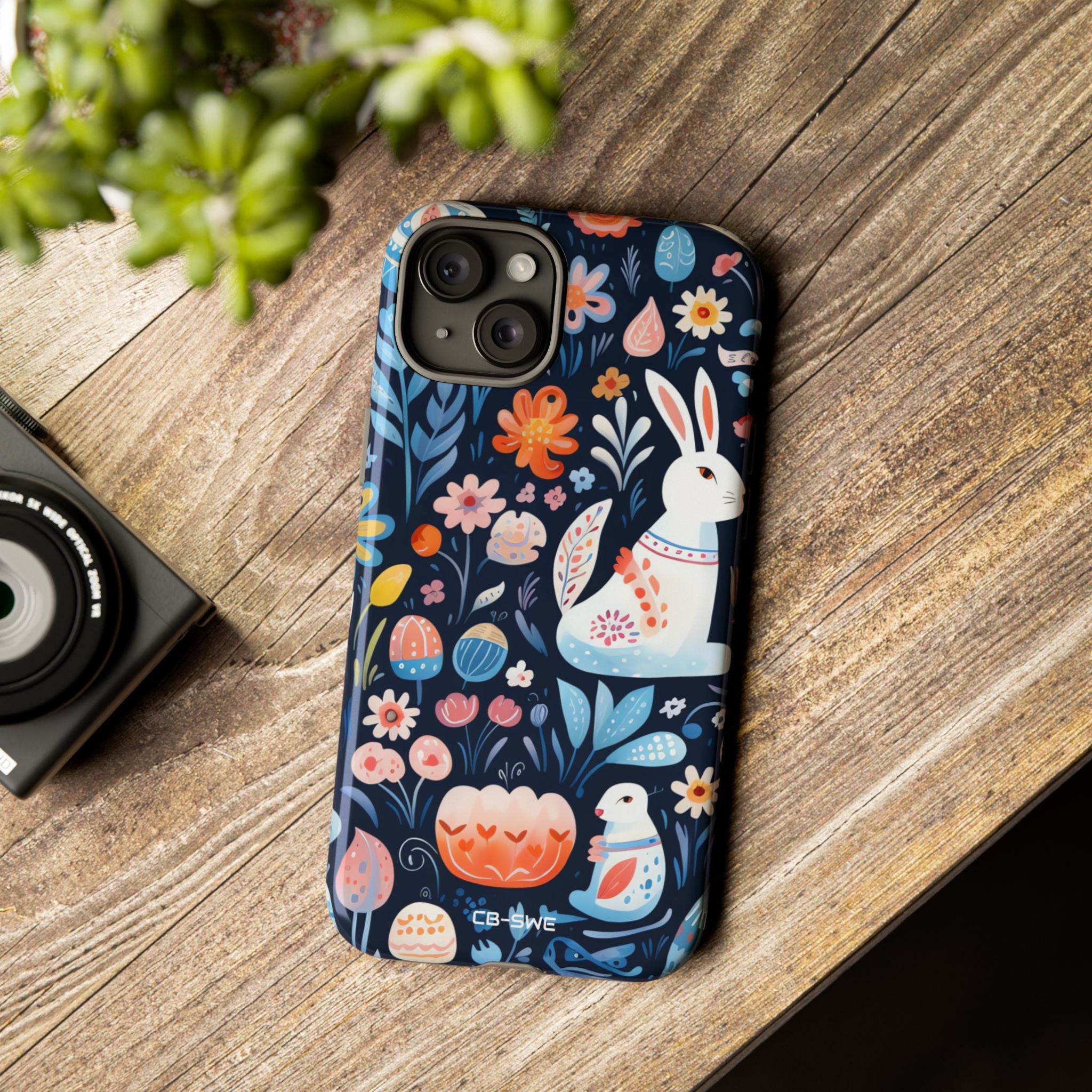 Bunnies Play Among Flowers - iPhone Case