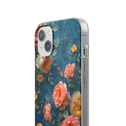 Blue Floral Elegance - Flexi iPhone 14 Phone Case