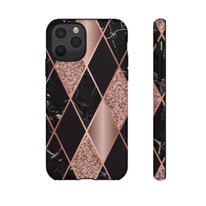 Pink Black Geometric - Protective Phone Case