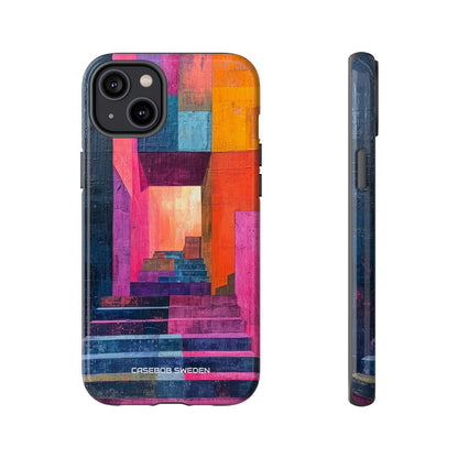 Pink Orange Geometry - Tough iPhone 14 Phone Case