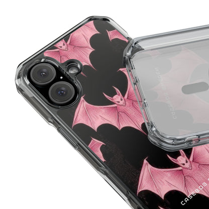 Gothic Pink Bats Aflame iPhone 16 - Clear Impact Phone Case