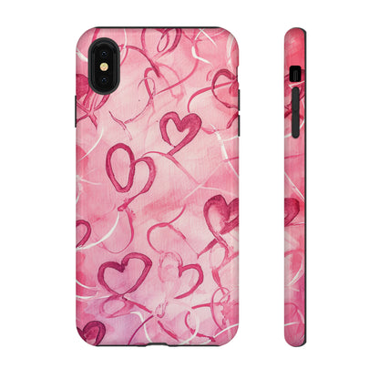 Intertwined Hearts & Cupid - Protective Phone Case