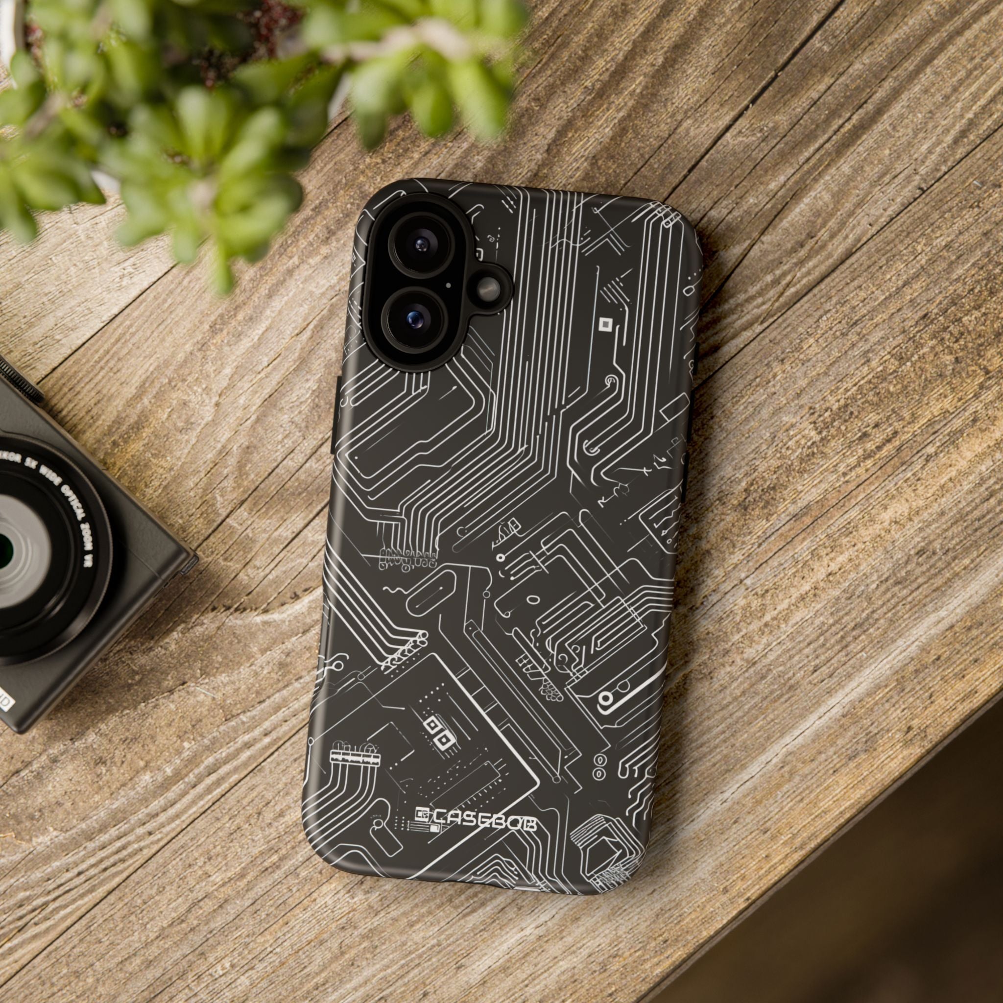 Circuitry Dreams: Abstract Black Design - for iPhone 16