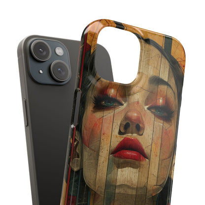 Bold Art Deco Portrait - Slim iPhone 15 Phone Case