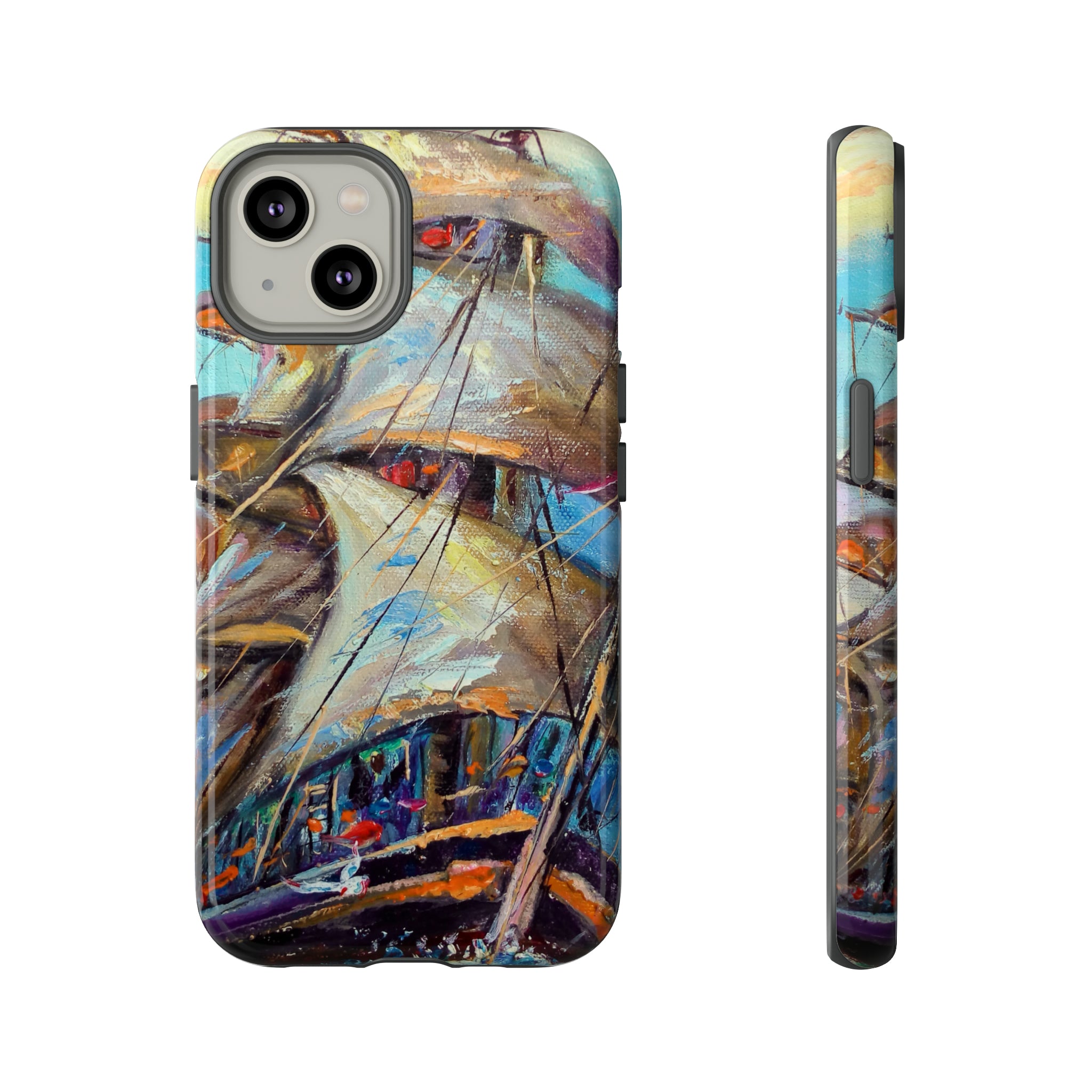 Oil painting - Sailboat - Protective Phone Case